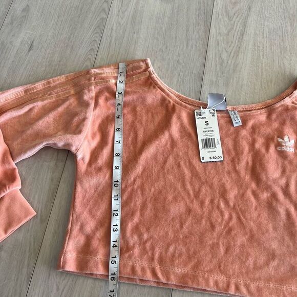 Adidas Velour Scoop Neck Crop Sweatshirt size S - Picture 2 of 7